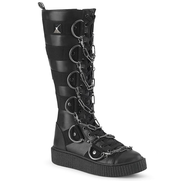 demonia Sneeker-405 Black Vegan Leather-Canvas