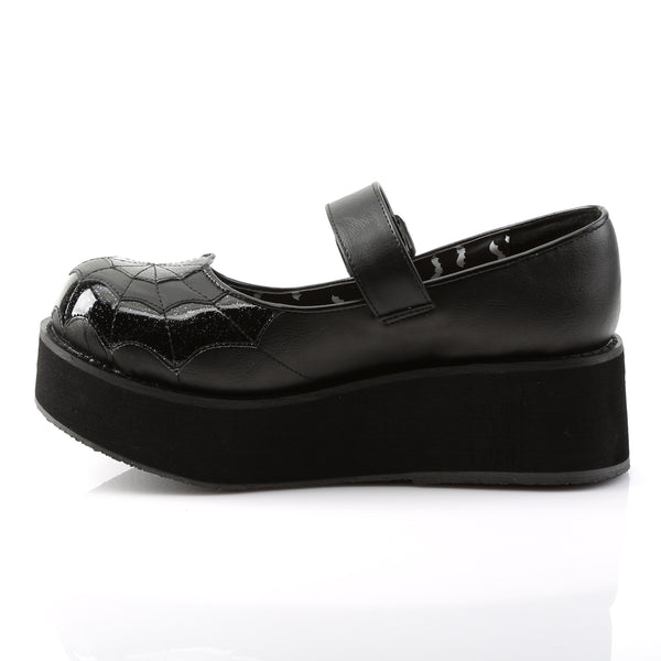 Demonia Sprite-05 Black Vegan Leather-Black Patent