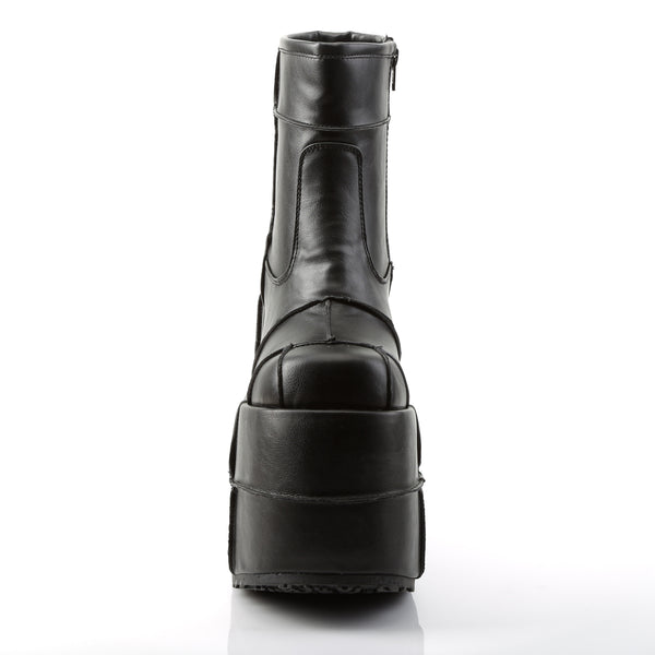 Demonia Stack-201 Black Vegan Leather