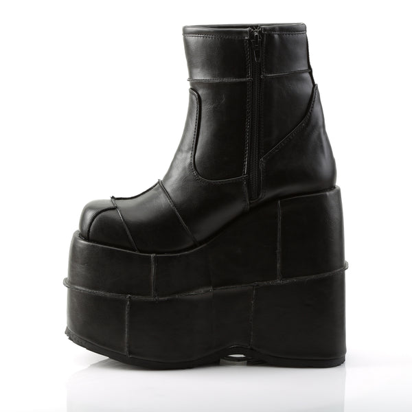 Demonia Stack-201 Black Vegan Leather