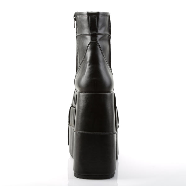 Demonia Stack-201 Black Vegan Leather