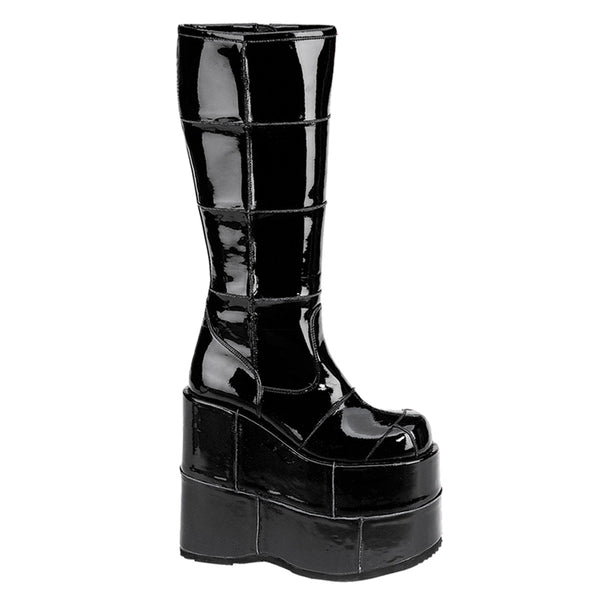 demonia Stack-301 Black Patent