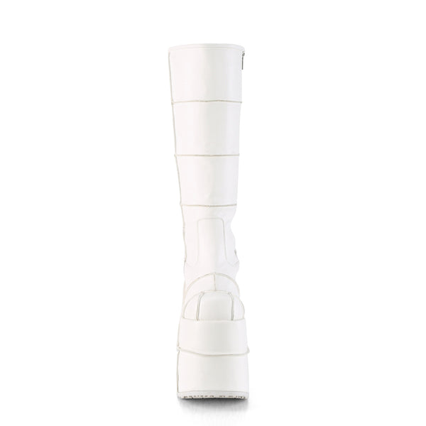 Demonia Stack-301 White Vegan Leather