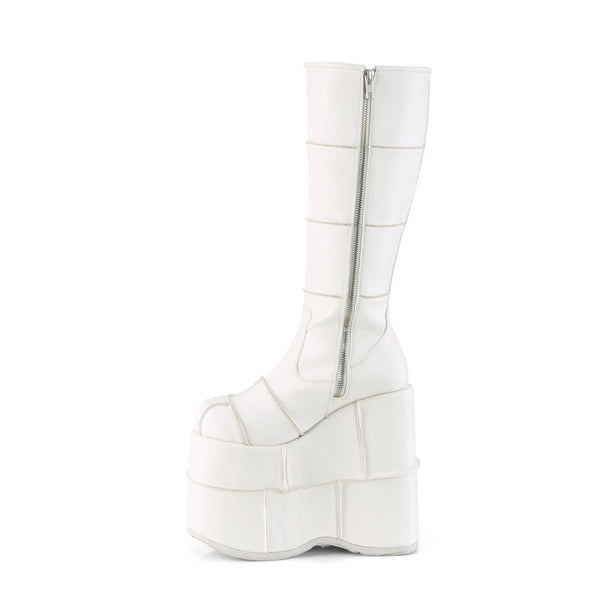 Demonia Stack-301 White Vegan Leather