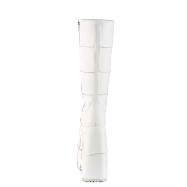 Demonia Stack-301 White Vegan Leather