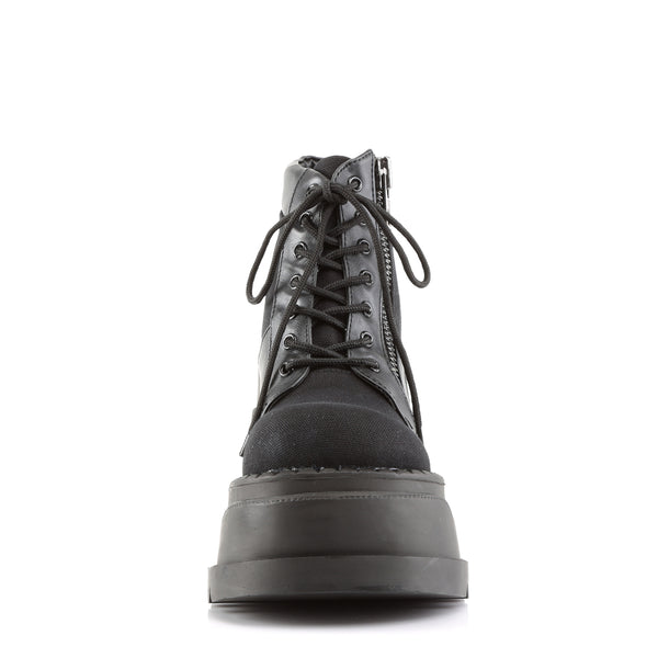 Demonia Stomp-10 Black Canvas-Vegan Leather