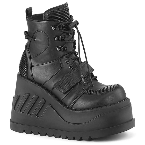 demonia Stomp-13 Black Vegan Leather