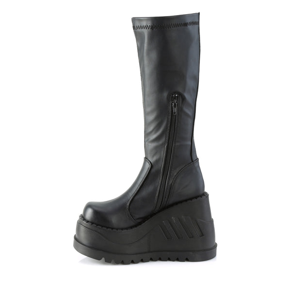 Demonia Stomp-200 Black Stretch Vegan Leather