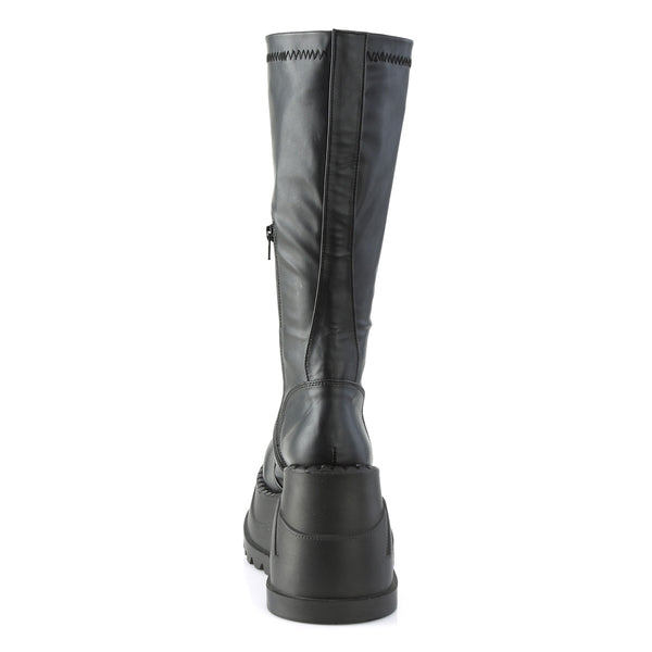 Demonia Stomp-200 Black Stretch Vegan Leather