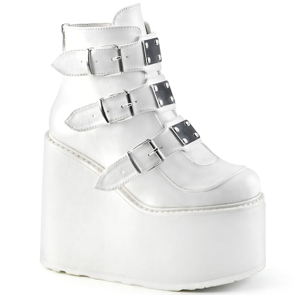 demonia Swing-105 White Vegan Leather