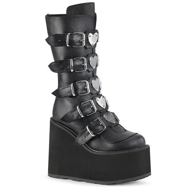 demonia Swing-230 Black Vegan Leather