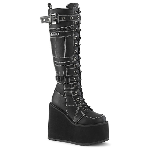 demonia Swing-260 Black Vegan Leather