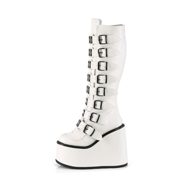 Demonia Swing-815 White Vegan Leather
