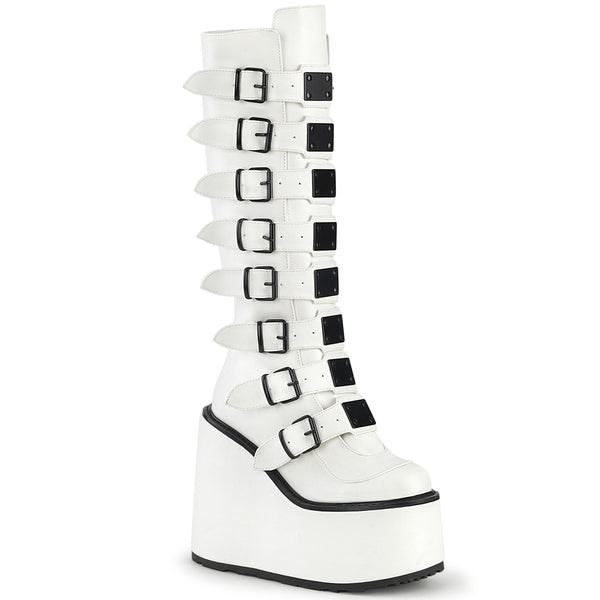 demonia Swing-815 White Vegan Leather