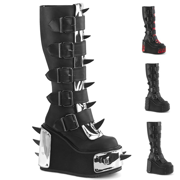 demonia Transformer-800 Black Vegan Leather