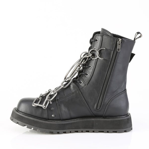 Demonia Valor-204 Black Vegan Leather