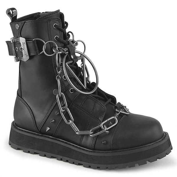demonia Valor-204 Black Vegan Leather