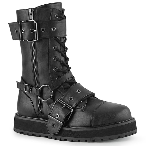 demonia Valor-220 Black Vegan Leather