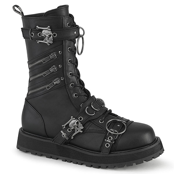 demonia Valor-240 Black Vegan Leather