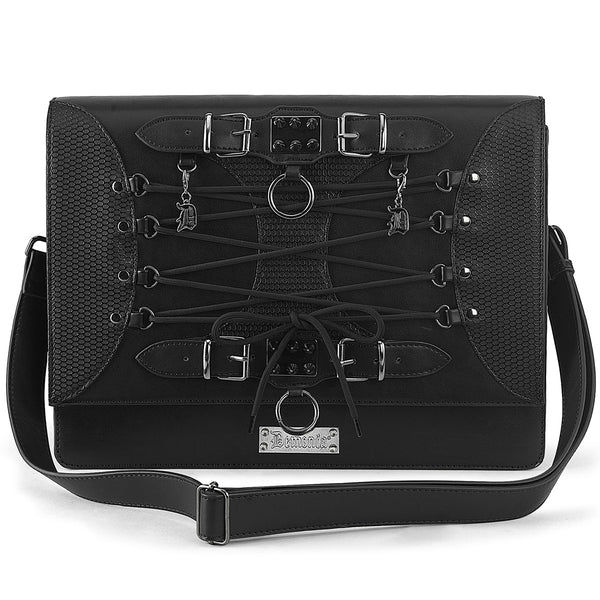 demonia Demonia Vegan Leather Large Crossbody Bag Black