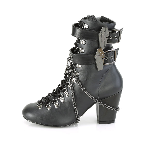 Demonia Vivika-128 Black Vegan Leather