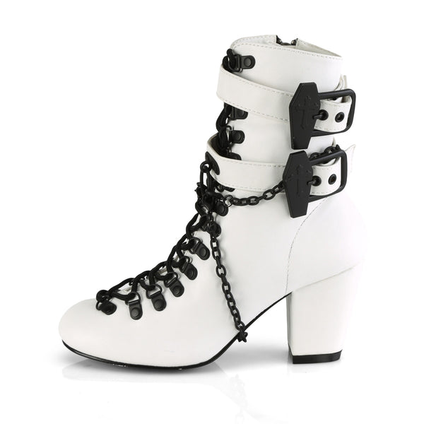 Demonia Vivika-128 White Vegan Leather