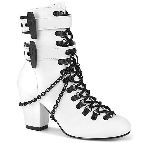demonia Vivika-128 White Vegan Leather