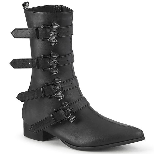 demonia Warlock-110-B Black Vegan Leather