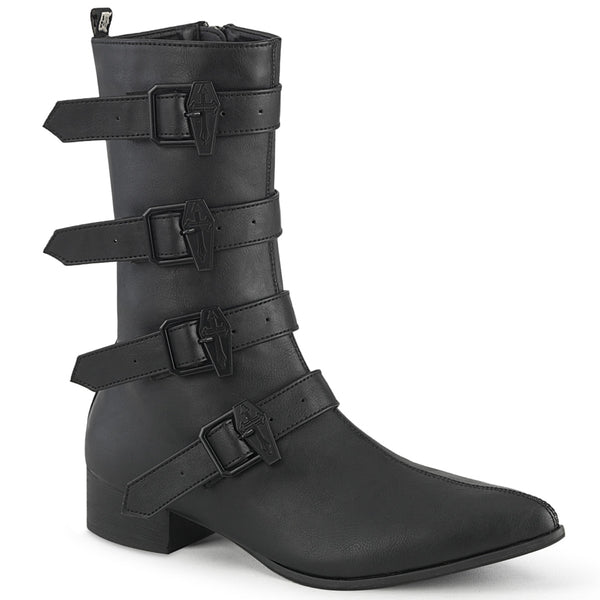 demonia Warlock-110-C Black Vegan Leather