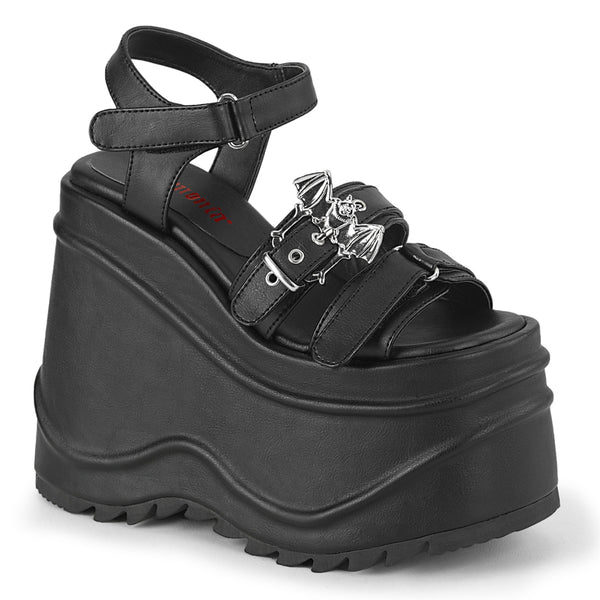 demonia Wave-13 Black Vegan Leather