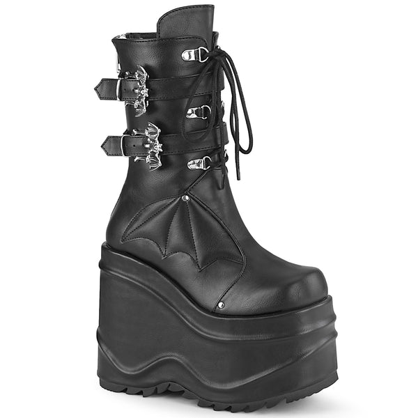 demonia Wave-150 Black Vegan Leather