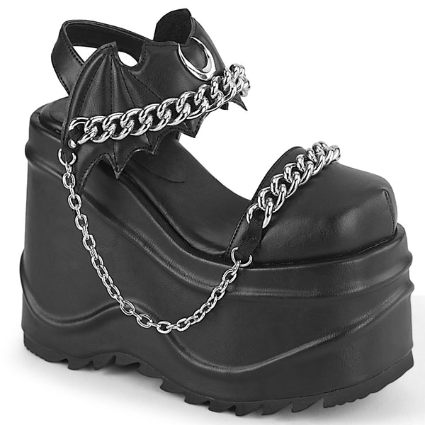 demonia Wave-20 Black Vegan Leather