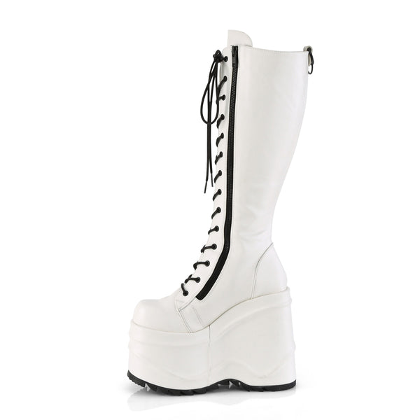 Demonia Wave-200 White Vegan Leather