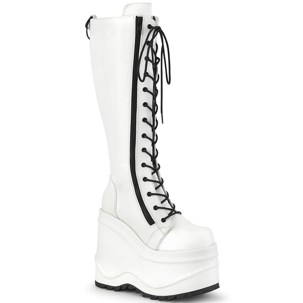 demonia Wave-200 White Vegan Leather