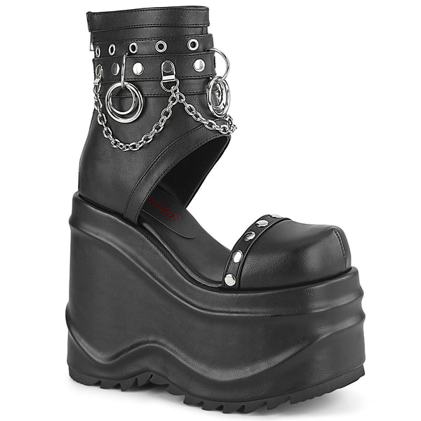 demonia Wave-22 Black Vegan Leather