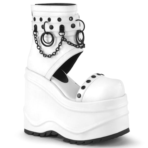demonia Wave-22 White Vegan Leather