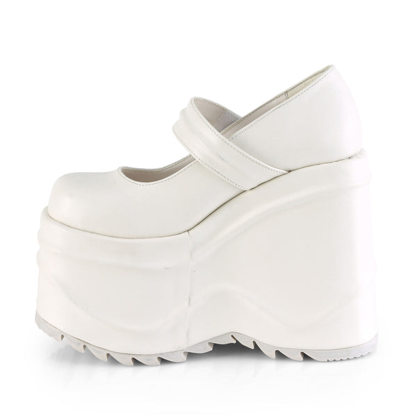 Demonia Wave-32 White Vegan Leather