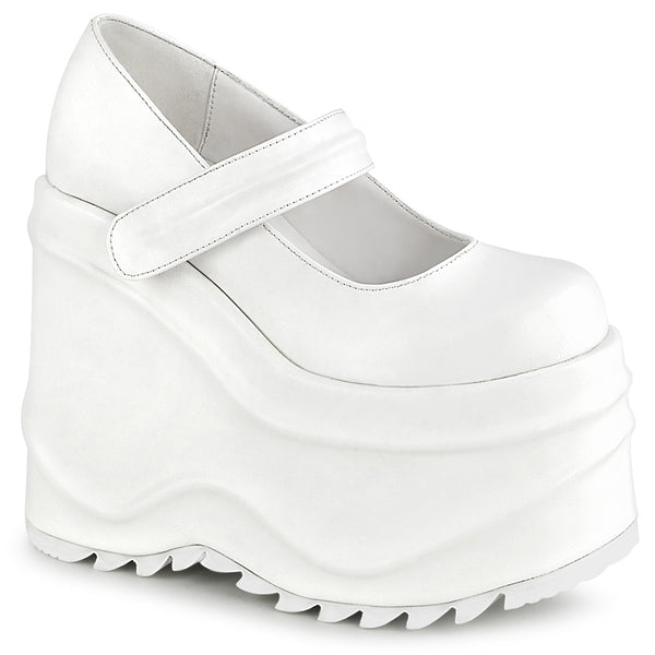 demonia Wave-32 White Vegan Leather