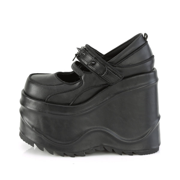 Demonia Wave-48 Black Vegan Leather