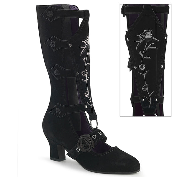 demonia Whimsy-118 Black Vegan Suede