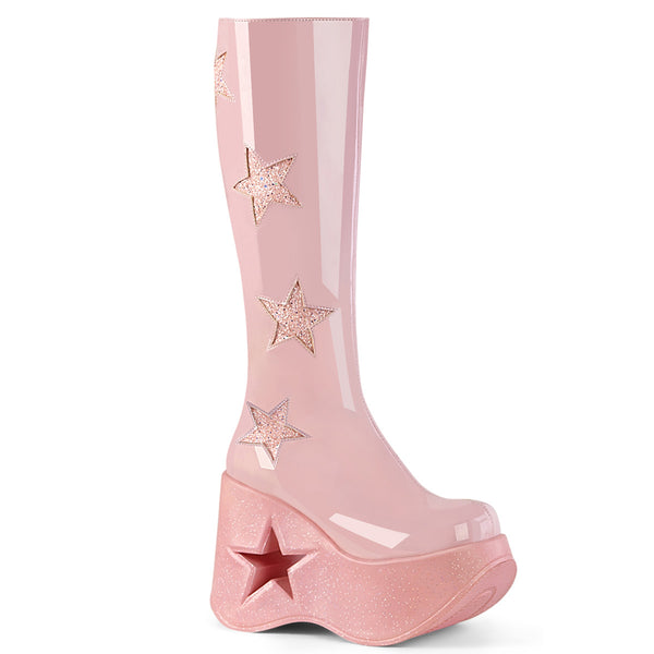 demonia Dynamite-218 Baby Pink Patent-Baby Pink Multi Gliter