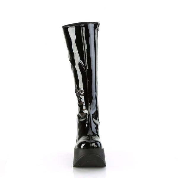 Demonia Dynamite-218 Black Patent-Black Multi Glitter