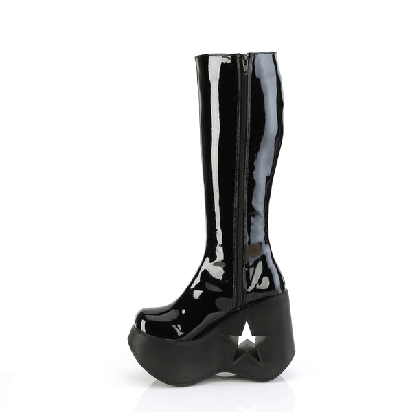Demonia Dynamite-218 Black Patent-Black Multi Glitter