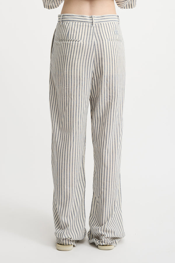 Denimist Blair Double Pleated Pant Blue Ticking Stripe
