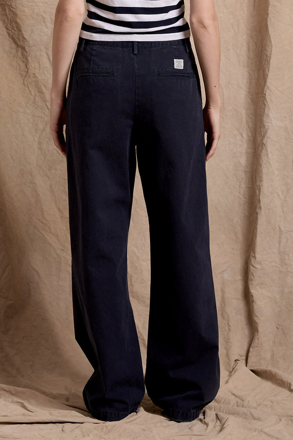 Denimist Blair Double Pleated Pant Navy Chino Twill