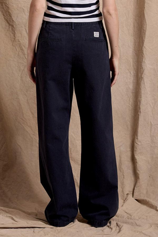 Denimist Blair Double Pleated Pant Navy Chino Twill