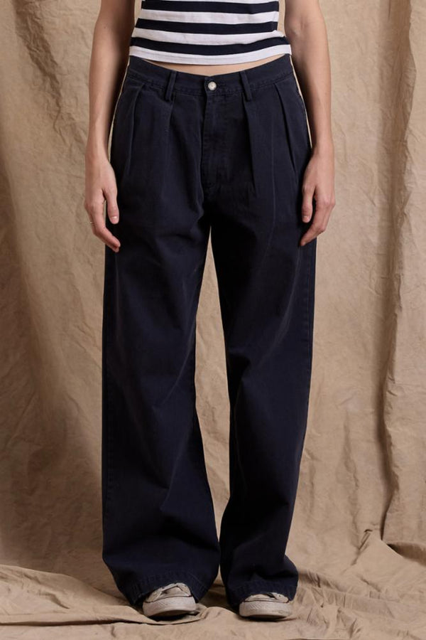 denimist Blair Double Pleated Pant Navy Chino Twill