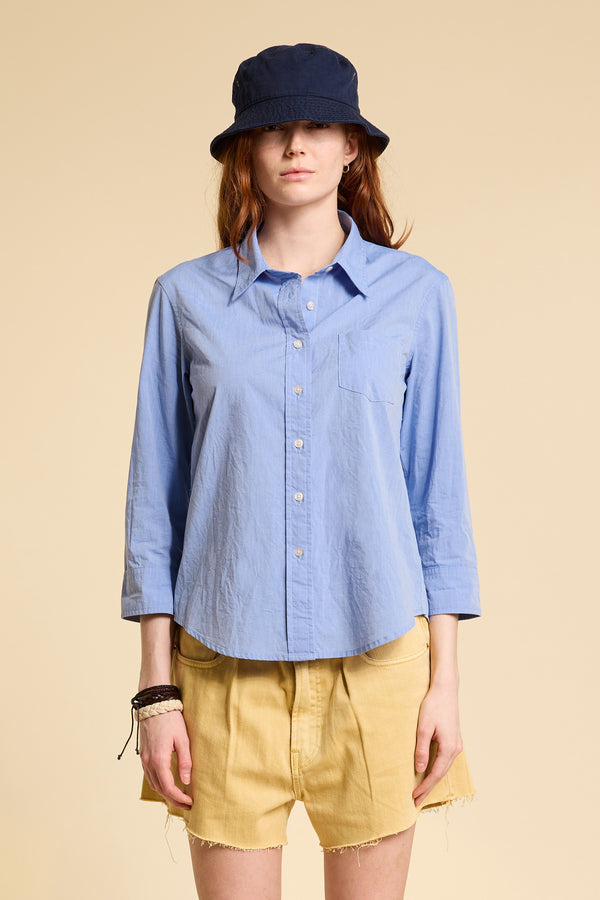 Denimist Adrienne Shrunken Shirt Medium Blue