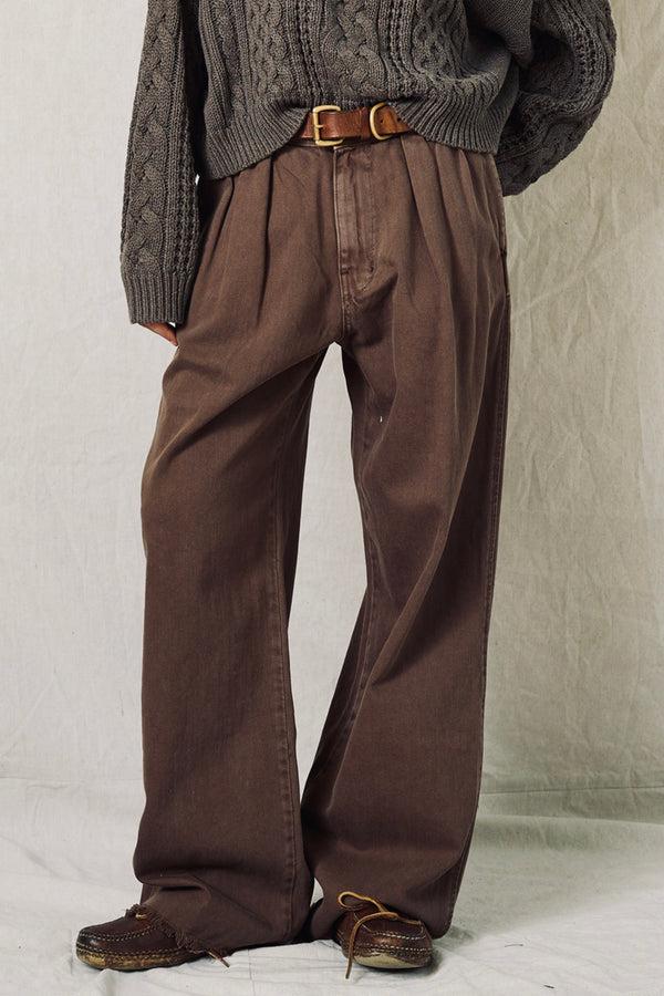 denimist Blair Double Pleated Pant Chestnut