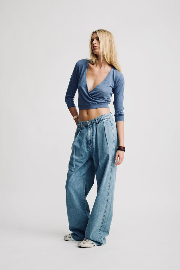 Denimist Blair Double Pleated Pant Stone Wash Blue